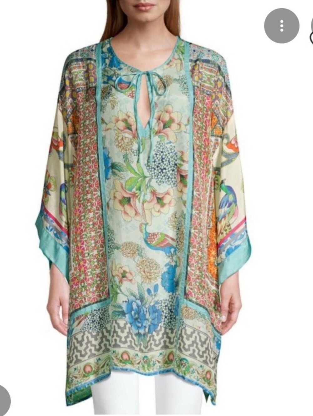 Johnny Was Silk Kimono Tunic Blouse Womens Oversized M Large XL Loose Fit